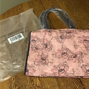 Victoria's Secret Pink Floral Tote with Dark Trim